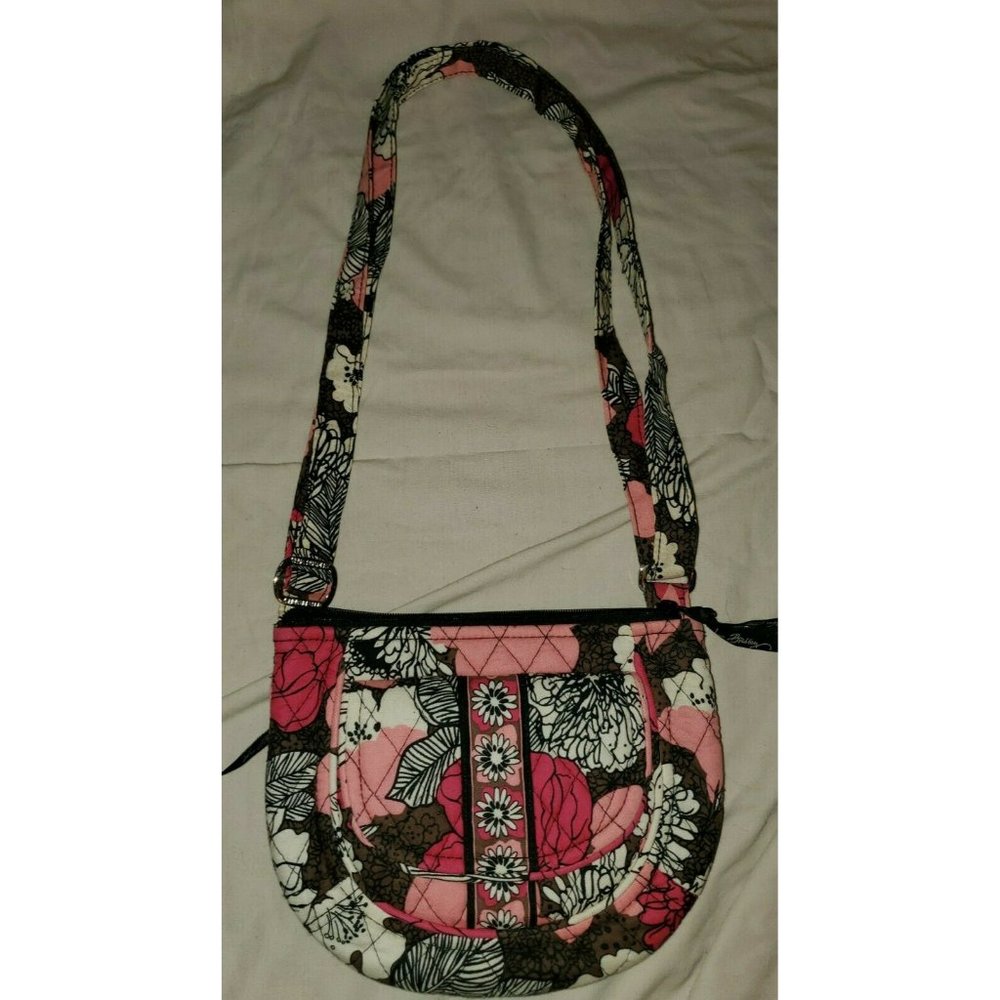VERA BRADLEY Lizzy Crossbody MOCHA ROUGE Purse Wallet Mini Handbag